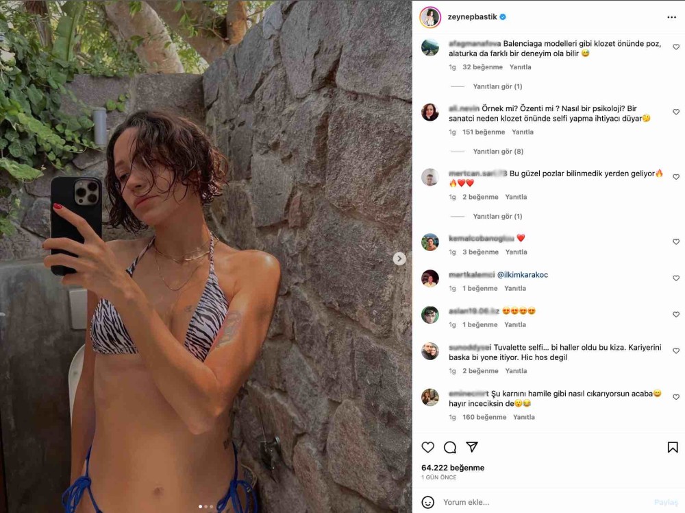 zeynep bastik in bikinili klozet paylasimi elestiri aldi bu kiza bir haller oldu